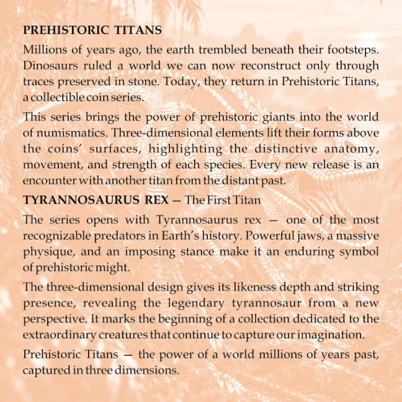 Pre Order: Tyrannosaurus Rex 2oz .999 Silver expected delivery January 2027