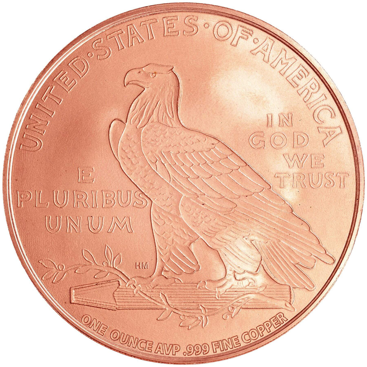 1 oz. Highland Mint Copper Round .999 Fine - Incuse Indian -