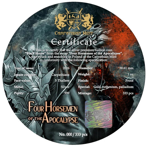 Sold Out 2026 Black Horse 1oz .999 Fine Silver
