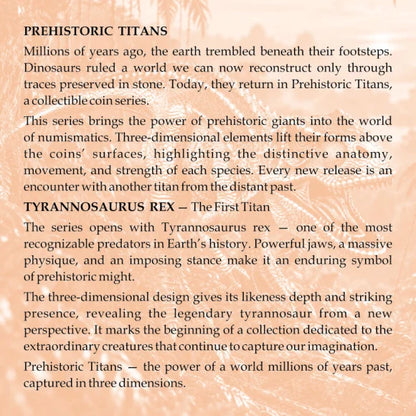 Pre Order: Tyrannosaurus Rex 2oz .999 Silver expected delivery January 2027