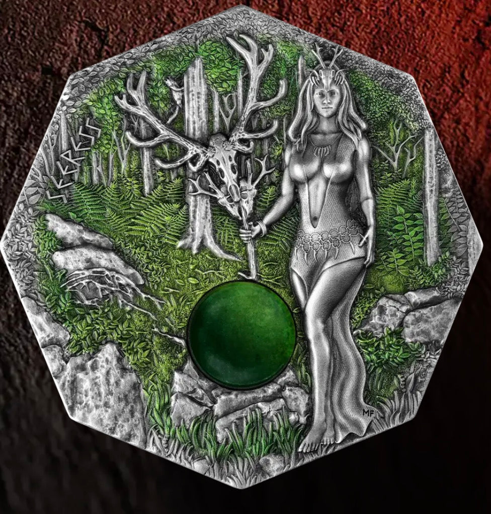 2025 Germania Witchcraft-Seeress 2oz ultra high relief Antique silver coin