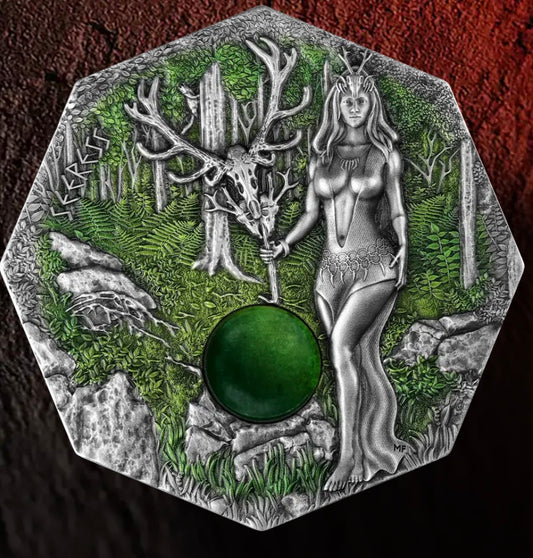 2025 Germania Witchcraft-Seeress 2oz ultra high relief Antique silver coin
