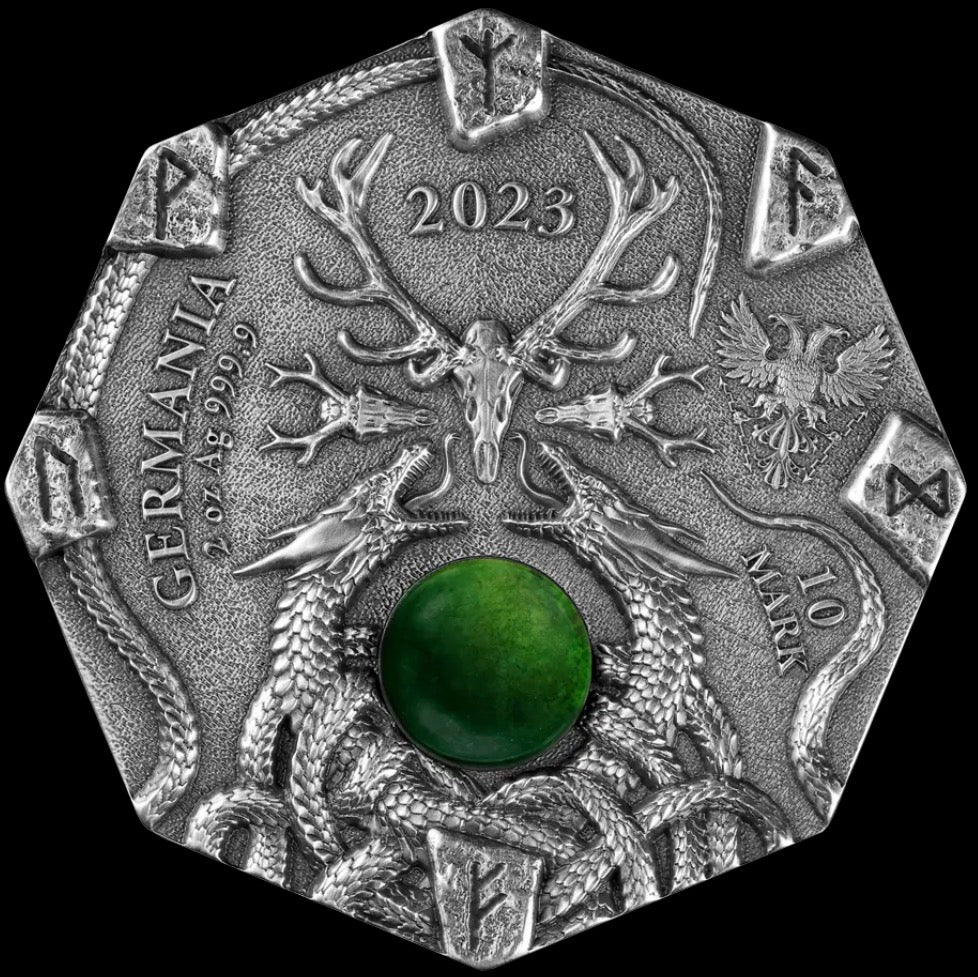2025 Germania Witchcraft-Seeress 2oz ultra high relief Antique silver coin