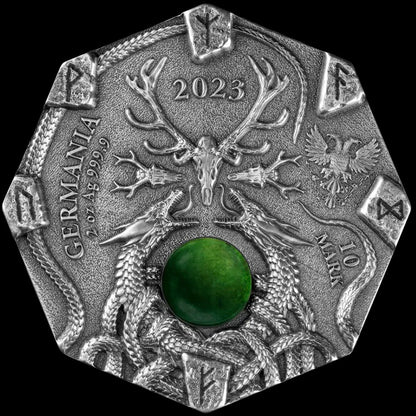 2025 Germania Witchcraft-Seeress 2oz ultra high relief Antique silver coin