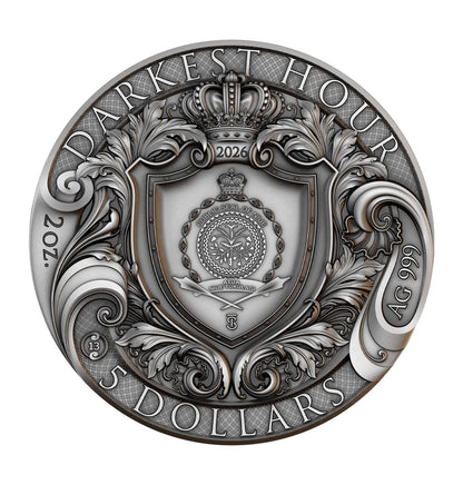 2026 $5 Niue The Darkest Hour 2 oz 999.9 Ag