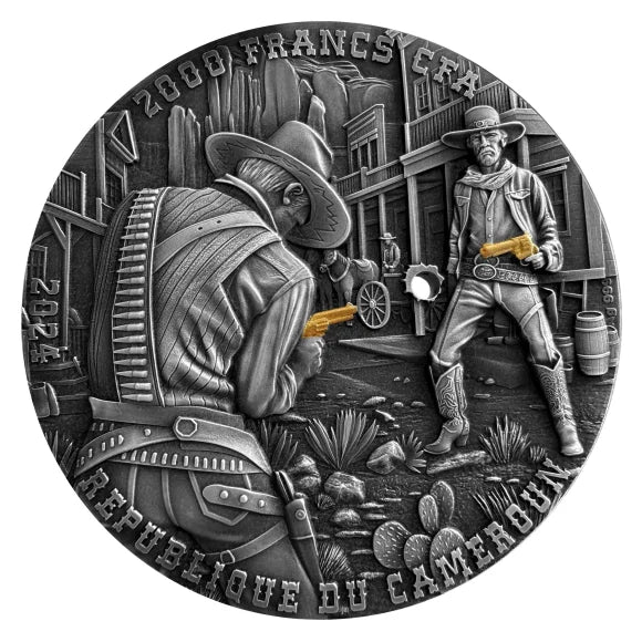2024 2000 CFA Cameroon Cowboy Duel 2 oz 999.9 Ag