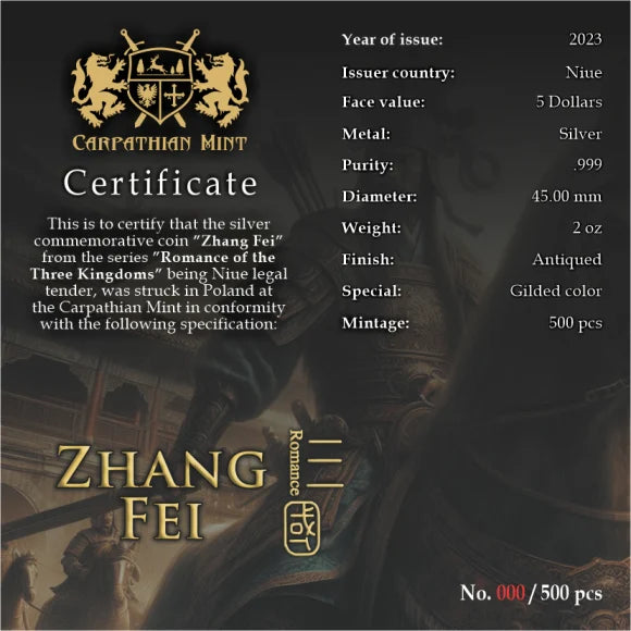 2023 $5 Niue Island Zhang Fei