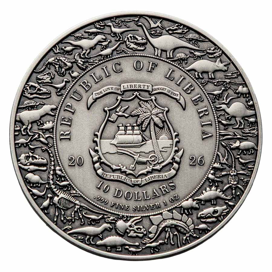 2026 Liberia Velociraptor Jurassic Life Ag999 1oz UHR