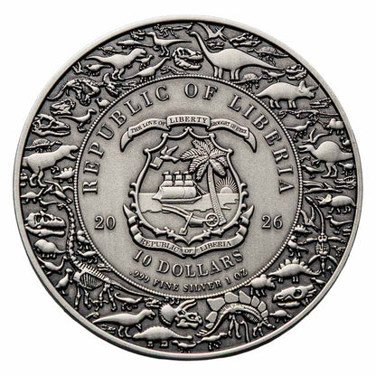2026 Liberia Velociraptor Jurassic Life Ag999 1oz UHR