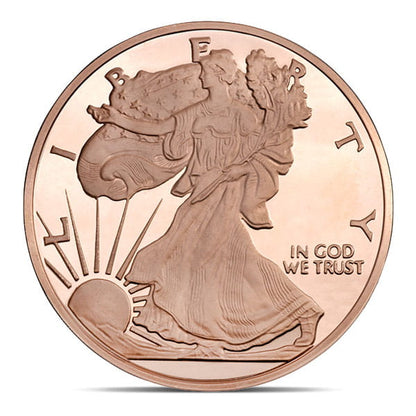 Copper Walking Liberty Round - 5 AVDP Oz, .999 Pure Copper