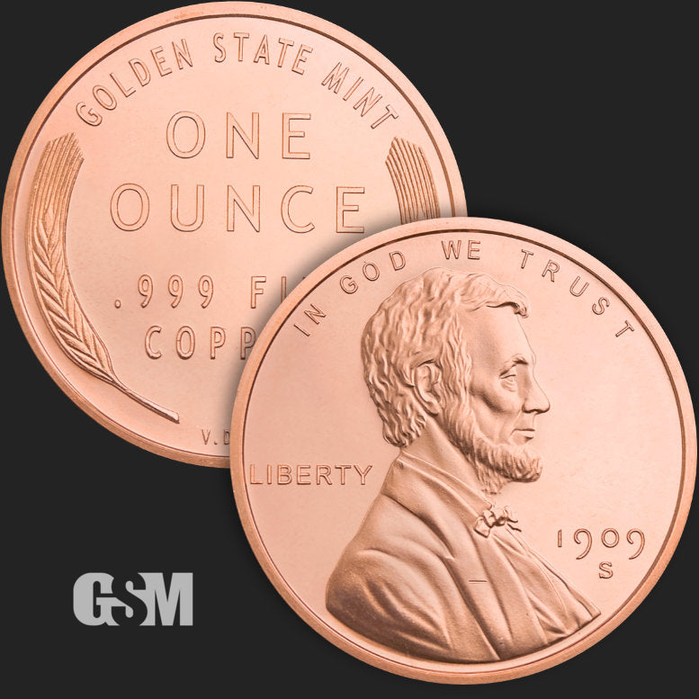 1 oz Lincoln Wheat Cent Copper Round