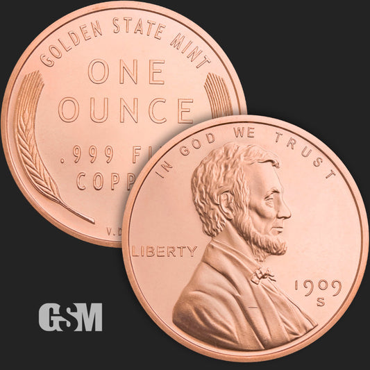 1 oz Lincoln Wheat Cent Copper Round