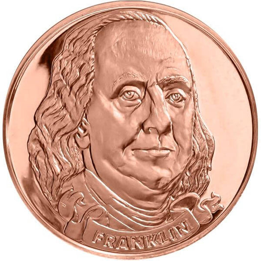1 oz. Highland Mint Copper Round .999 Fine - Ben Franklin -
