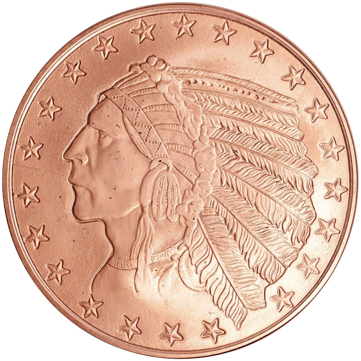 1 oz. Highland Mint Copper Round .999 Fine - Incuse Indian -