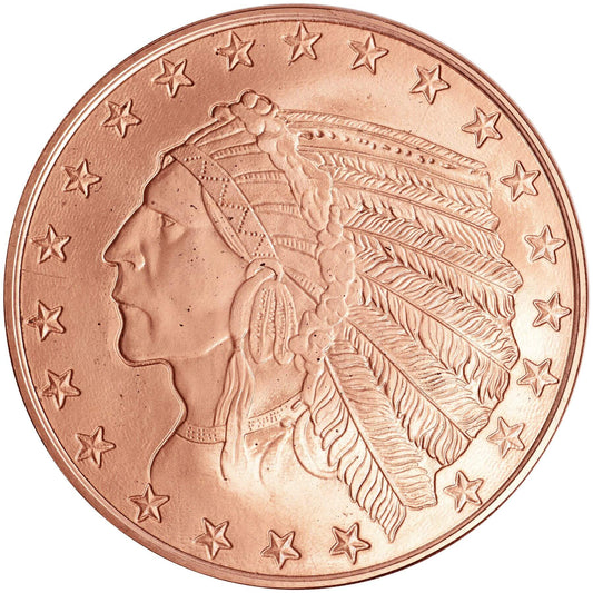1 oz. Highland Mint Copper Round .999 Fine - Incuse Indian -