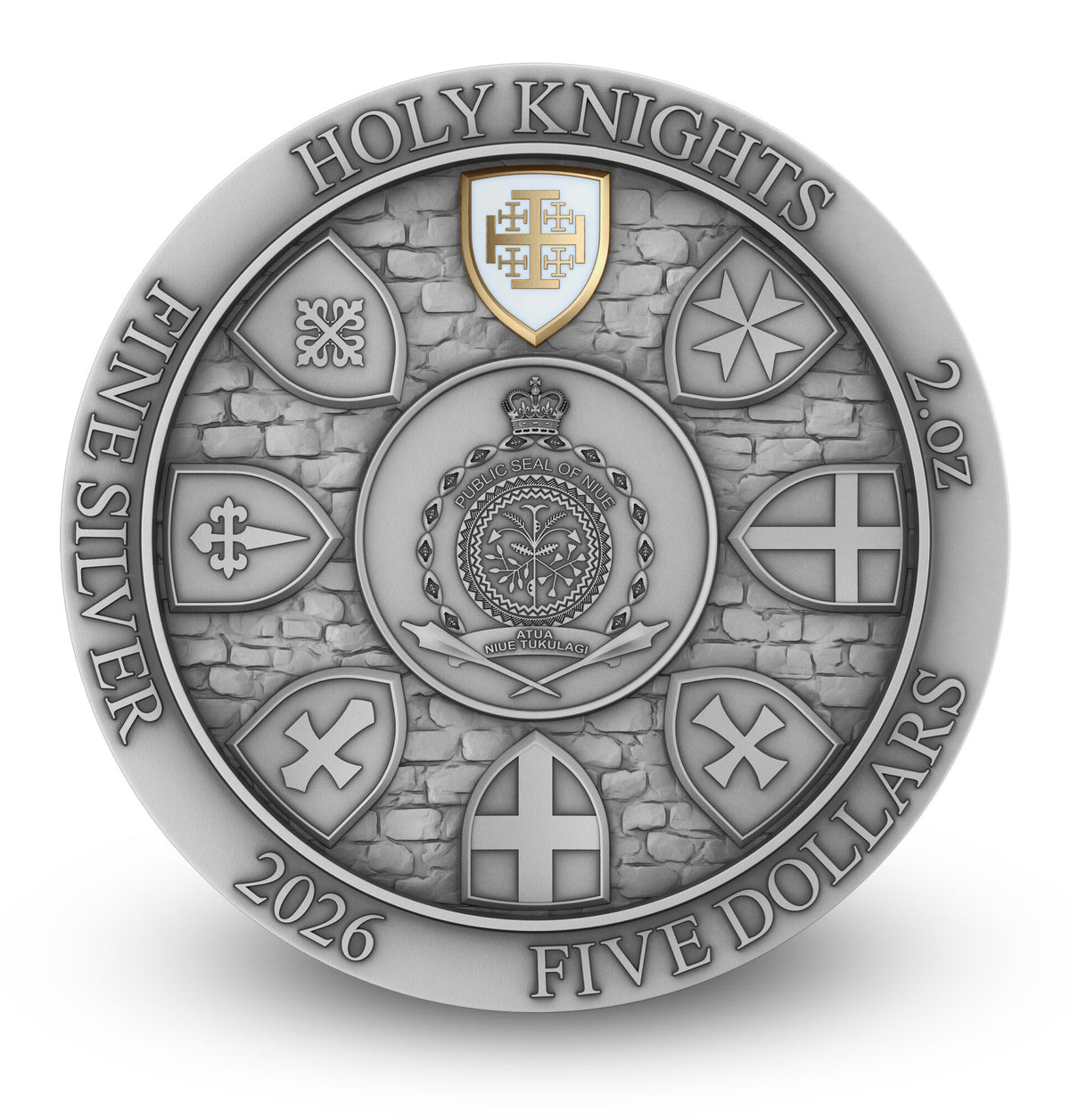 2026 $5 Niue JERUSALEM KNIGHTS 2 oz 999.9 Ag