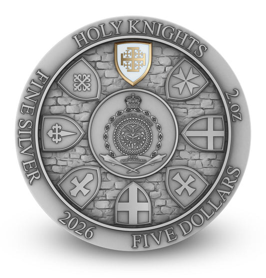 PRE ORDER: 2026 $5 Niue JERUSALEM KNIGHTS 2 oz 999.9 Ag