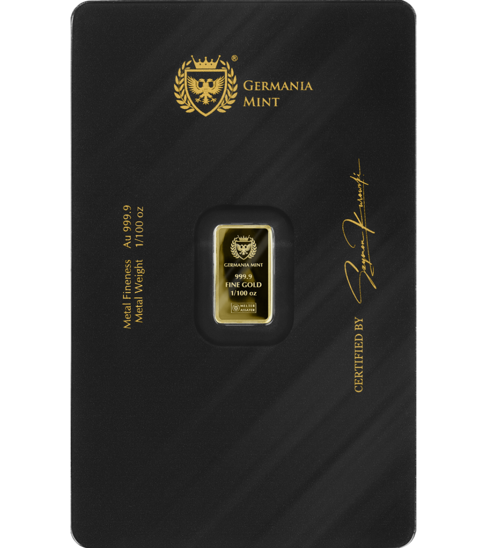 Germania 1/100th oz Au 999.9 Stamped Bar Proof