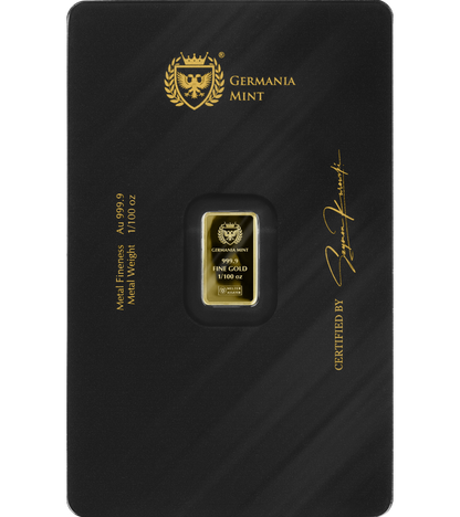 Germania 1/100th oz Au 999.9 Stamped Bar Proof