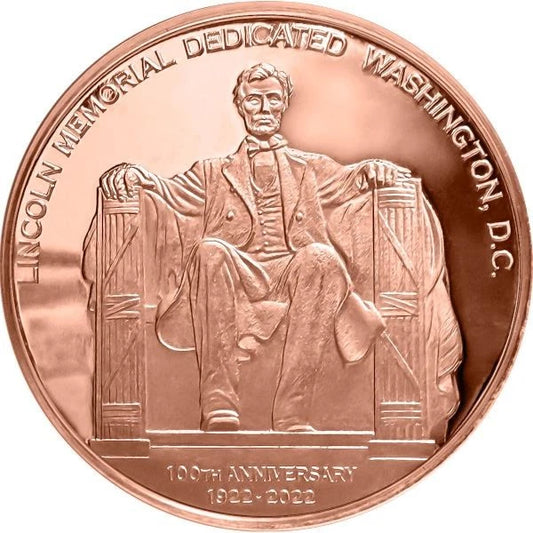 1 oz. Highland Mint Copper Round .999 Fine - Lincoln Memorial -