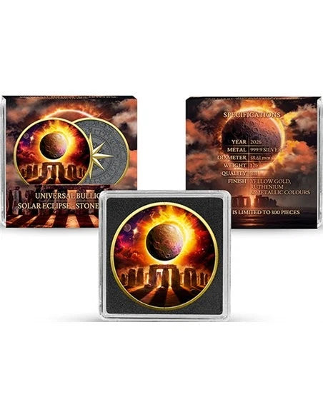 2026 SOLAR ECLIPSE STONEHENGE 1 Oz Silver Round