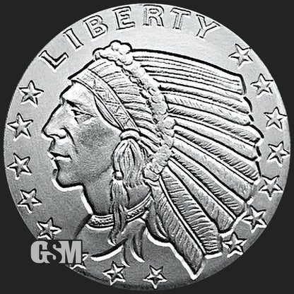 1/10 oz Incuse Indian Fractional Silver Round