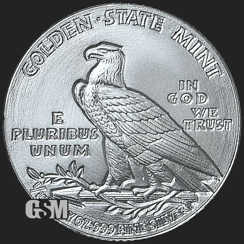 1/10 oz Incuse Indian Fractional Silver Round