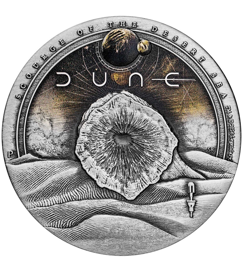 2026 Tuvalu Dune Scourge of the Desert Sea Ag999.9 2oz Antiqued Coloured
